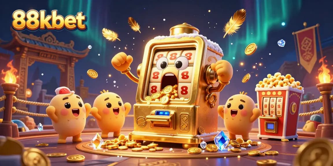 Experience the thrilling excitement of 88kbet with a lively jackpot scene showcasing animated slot machines.
