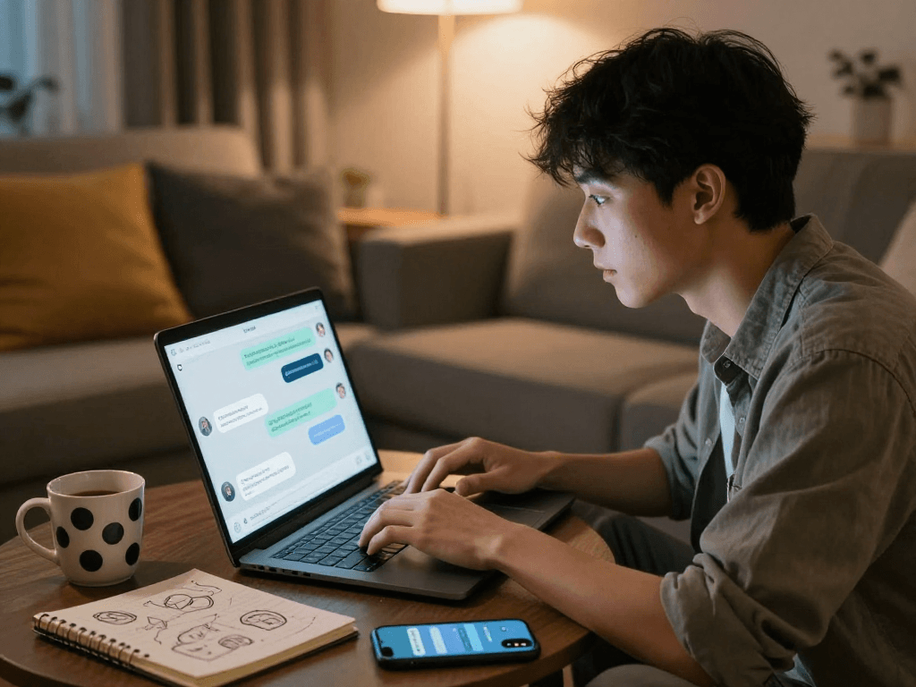 Engaging AI chat session exploring ai chat nsfw themes in cozy digital setting.