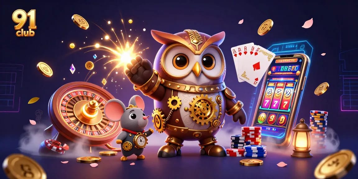 Experience thrilling gaming adventures at the 91 club with vibrant casino scenes and dynamic action.