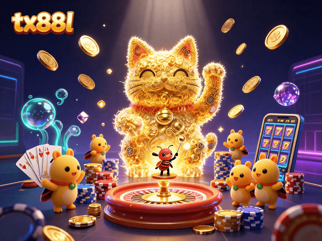 Experience the thrill of tx88l with a vibrant illustration of luck and casino excitement.