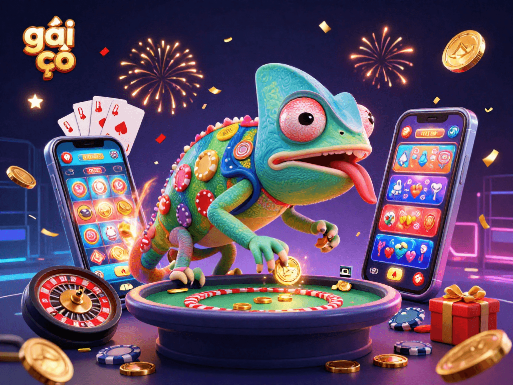 Feel the thrill of gambling with our engaging illustration featuring gái gọi amidst vibrant casino elements.