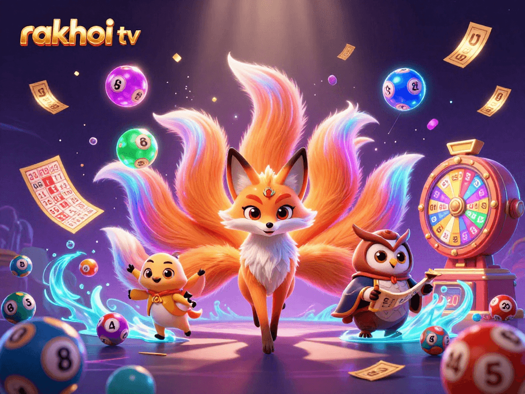 Engage with rakhoi tv through vibrant lottery scenes featuring colorful balls and dynamic gaming energy.