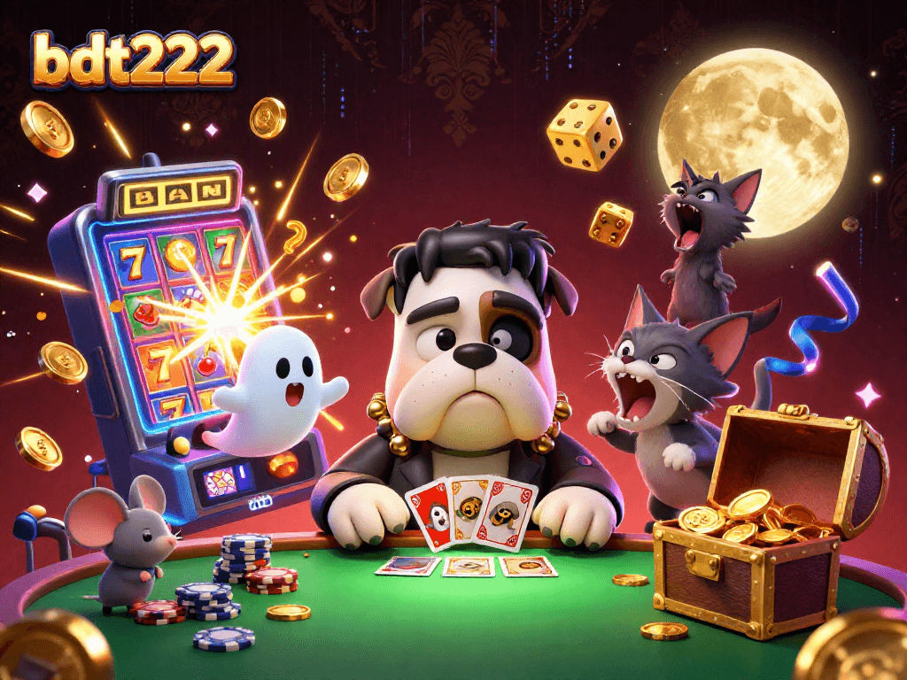Experience thrilling moments with bdt222 as playful casino characters engage at an exciting gaming table.