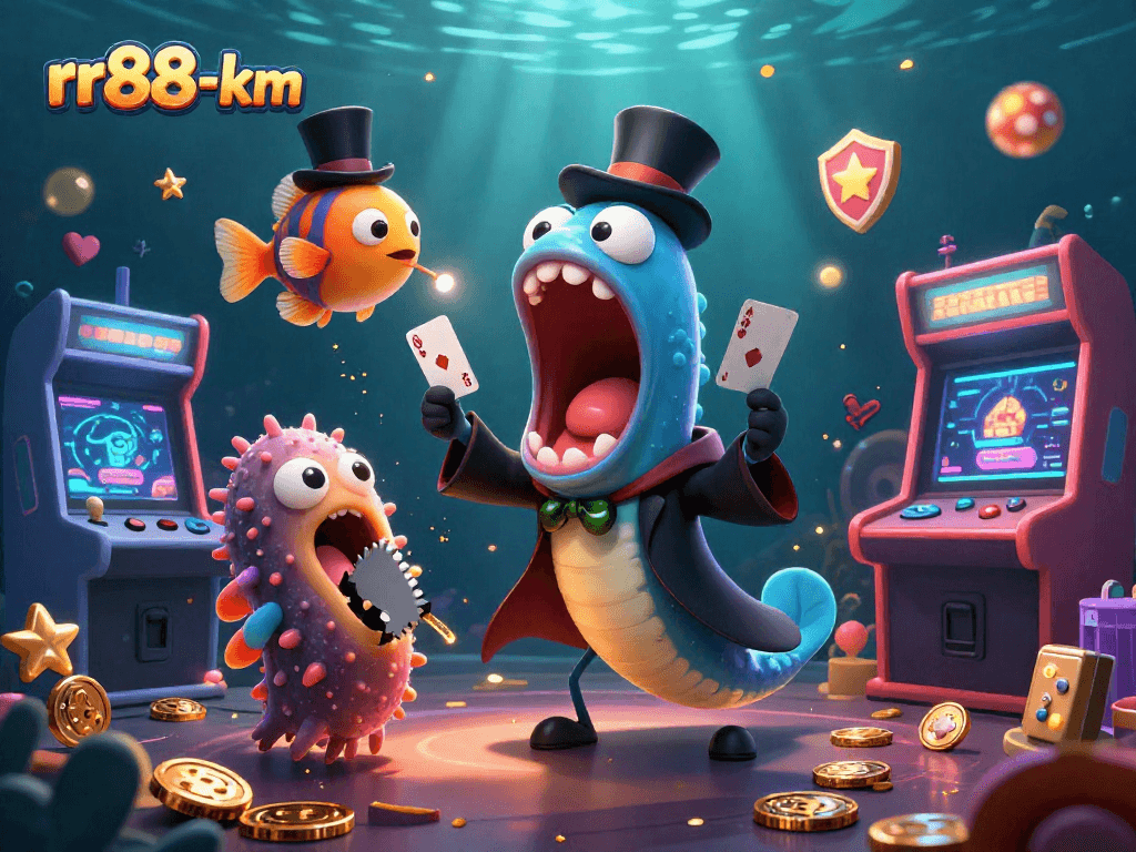 Experience thrilling gambling with rr88-km in a vibrant underwater setting featuring playful sea creatures.