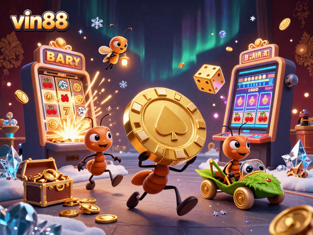Experience the thrill of vin88 with exciting casino elements and engaging characters in a dynamic heist scene.