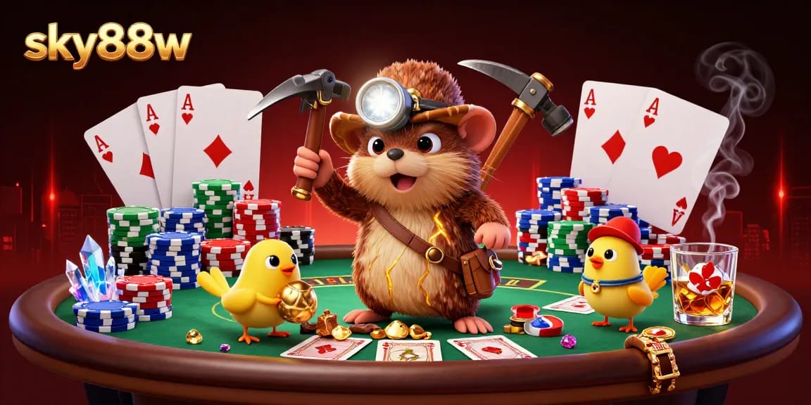 Experience thrilling gameplay at sky88w with vibrant poker action in a rich casino setting.