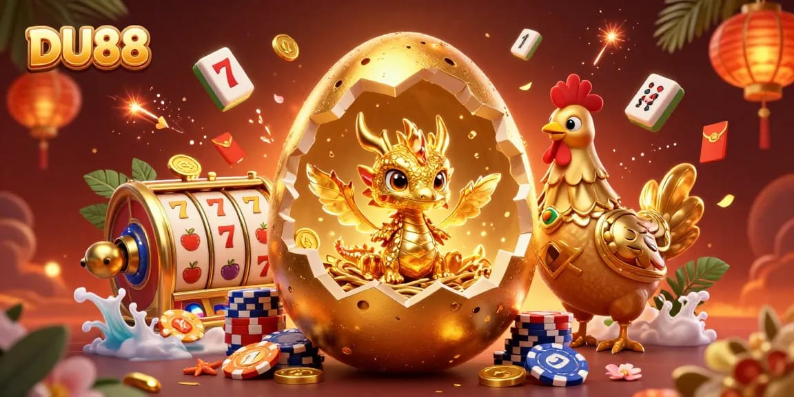 Spin the DU88 slot reels with golden dragon treasures and festive red envelopes enriching your wins.