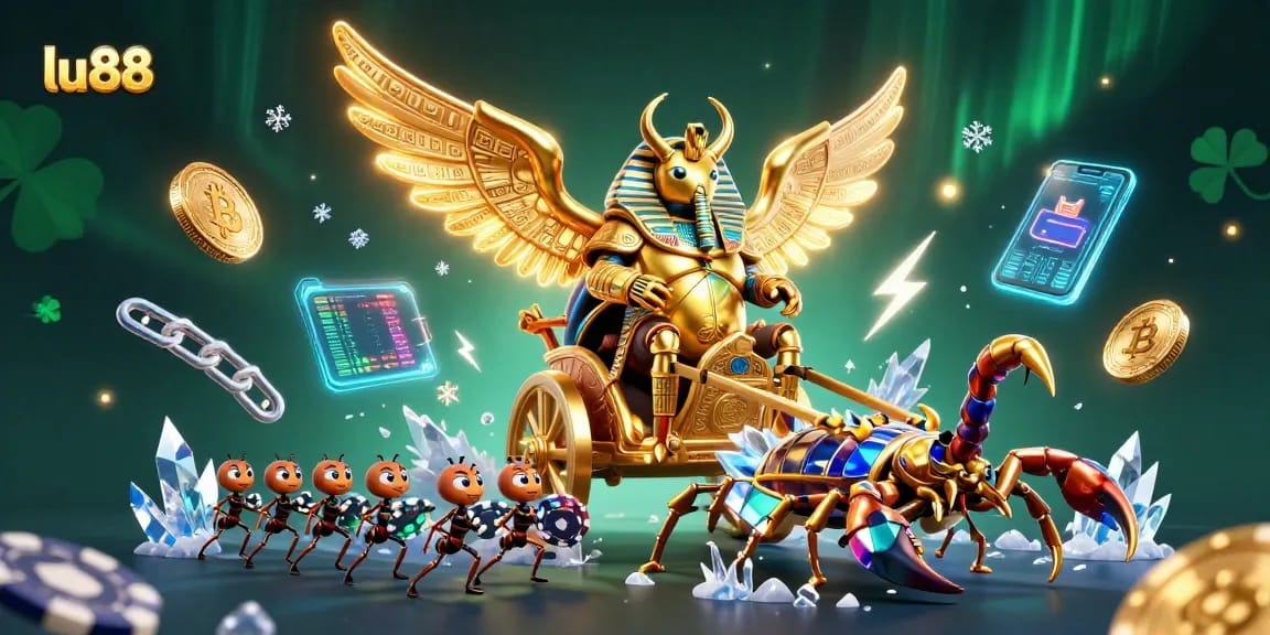 Engage with the exciting world of lu88 through this vibrant and dynamic 3D casino illustration.