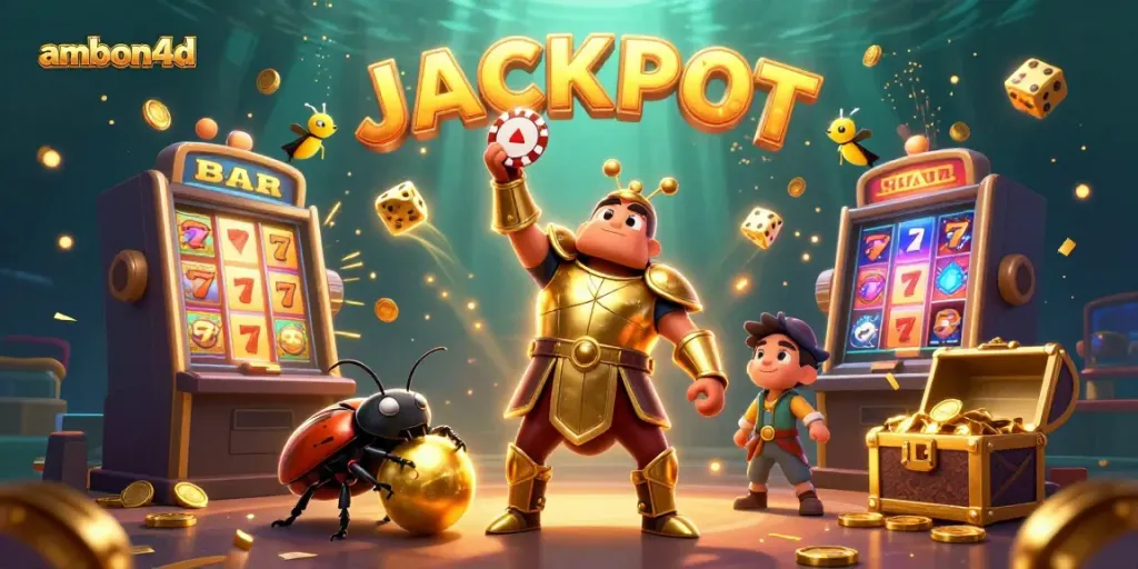 Experience the thrill of ambon4d with a victorious hercules beetle and vibrant casino elements.