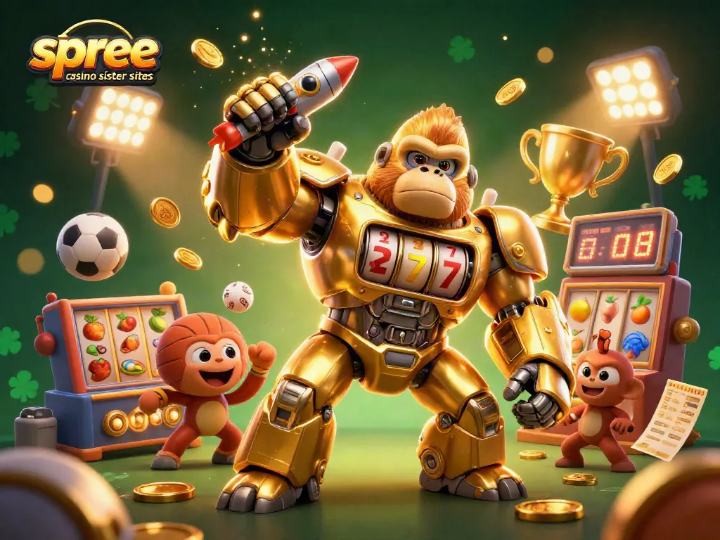 Engage with the vibrant world of spree casino sister sites through a stunning 3D illustration showcasing dynamic gaming excitement.