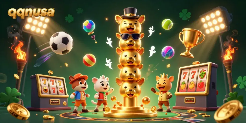 Bet dynamic casino action with the 3D golden totem demonstrating qqnusa gaming excitement.