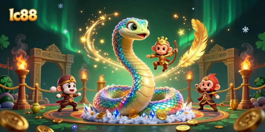 Experience exciting gameplay with lc88 in this vibrant 3D digital casino illustration showcasing dynamic elements.