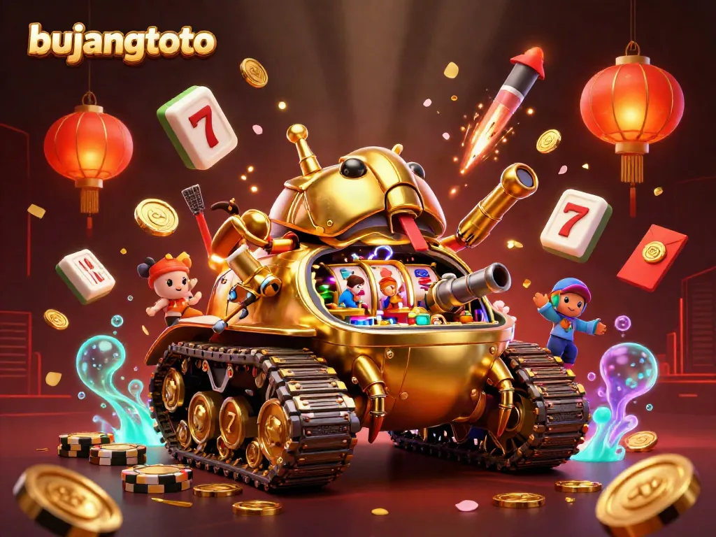 Experience the vibrant world of bujangtoto with this dynamic illustration featuring a golden tank casino