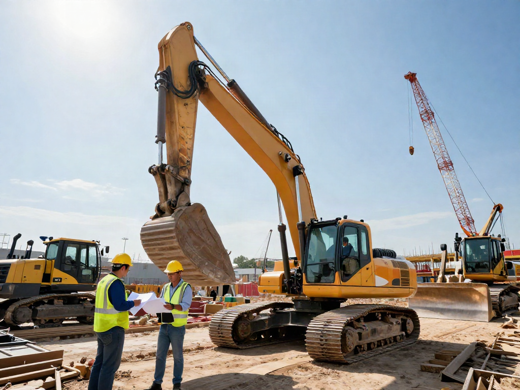 Heavy Machinery Loans in action with operators and equipment at a construction site