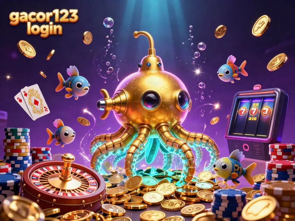 Experience the thrill of gacor123 login with dynamic casino action featuring golden coins and 3D gaming elements.