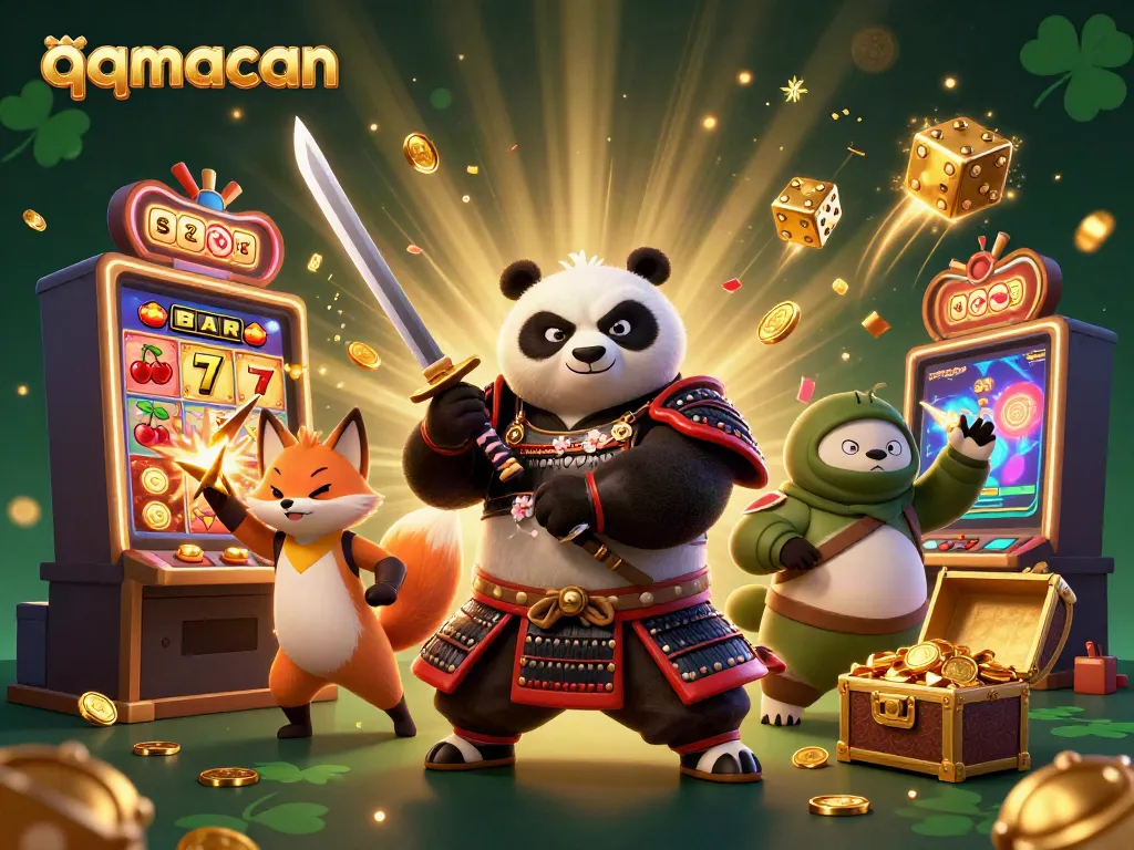 Engage in thrilling gaming experiences with qqmacan's character-driven casino adventure featuring vibrant, animated elements.