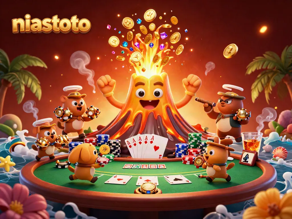 Engage with niastoto's thrilling world of treasure, where a golden volcano erupts coins and tiny explorers flee with riches.