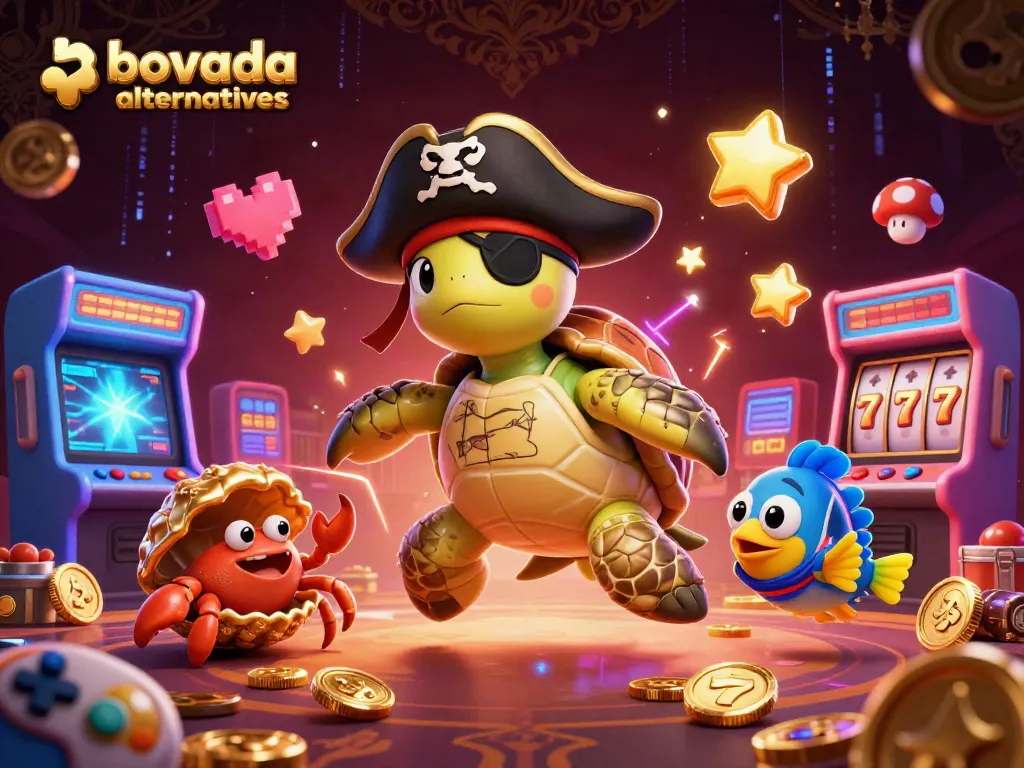 Engage with bovada alternatives in a vibrant 3D casino scene featuring playful characters and gaming elements.