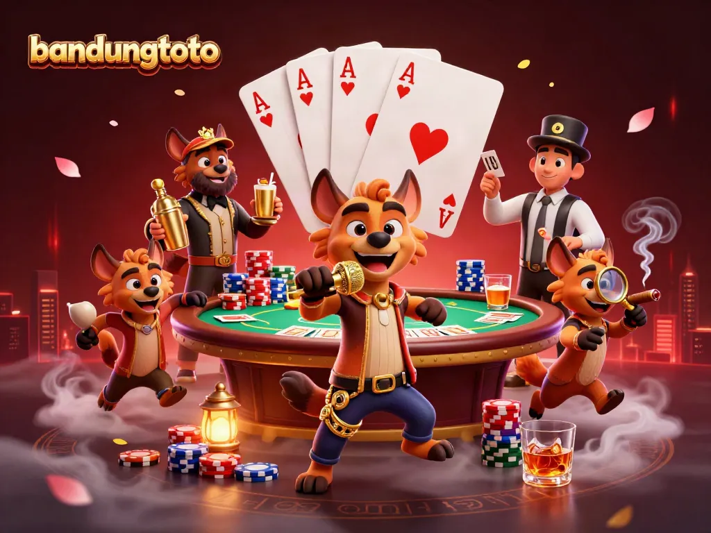 Experience the excitement of bandungtoto with a vibrant casino scene featuring hyenas in action.