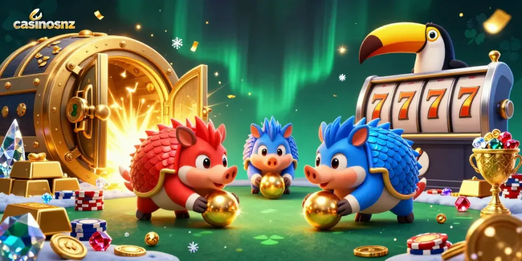 Engage in thrilling gameplay at casinosnz with colorful pangolins and casino treasures.