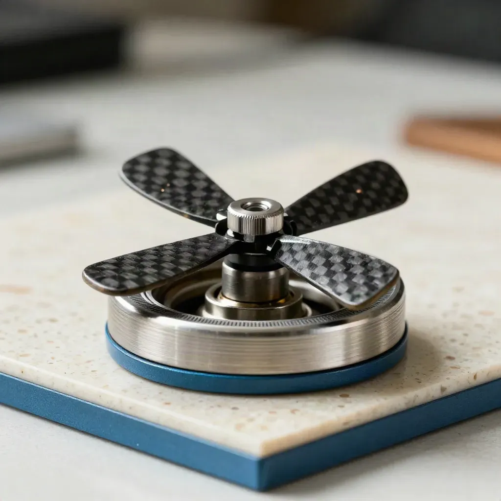Anemometer head, bearing, compass ring and sensor cap on travertine, extreme macro.