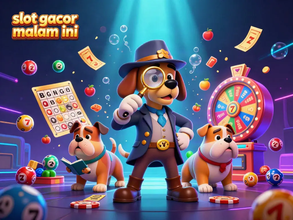 Spin for big wins with slot gacor malam ini, illustrated with 3D characters and vibrant casino elements.