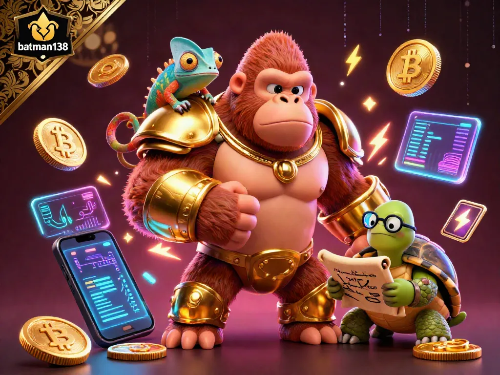 Experience thrilling gameplay with batman138 in a vibrant 3D casino scene filled with crypto elements.