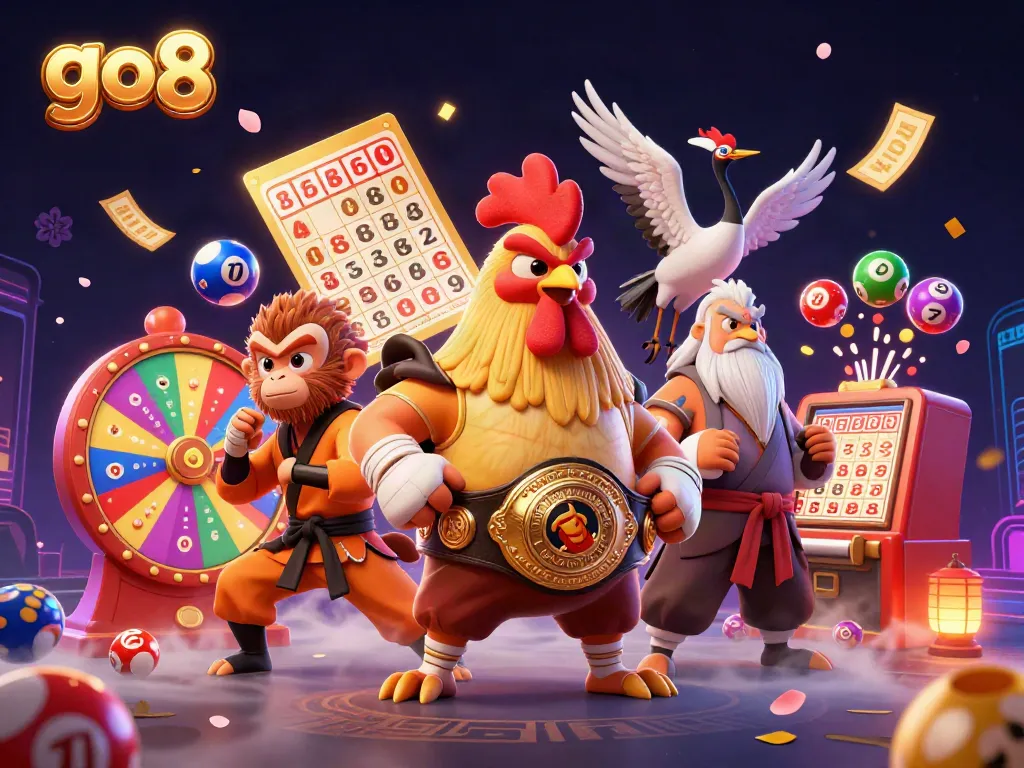 Engage gamblers in thrilling casino action with the vibrant go8 imagery of roosters and monkeys.