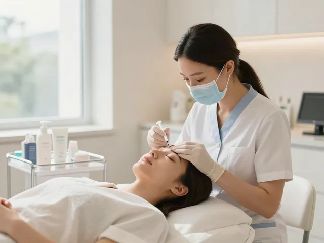 Professionelle Behandlung zum Augenringe entfernen in moderner Klinik mit ästhetischem Ambiente.