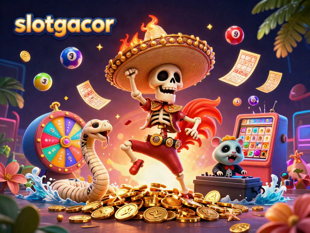 Engage with slotgacor fun featuring vibrant skeleton mariachi and lively casino elements.