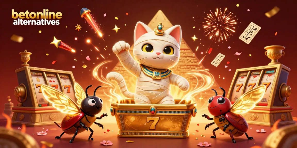 Engage with top betonline alternatives in a vibrant casino scene featuring mythical characters and dynamic game elements.