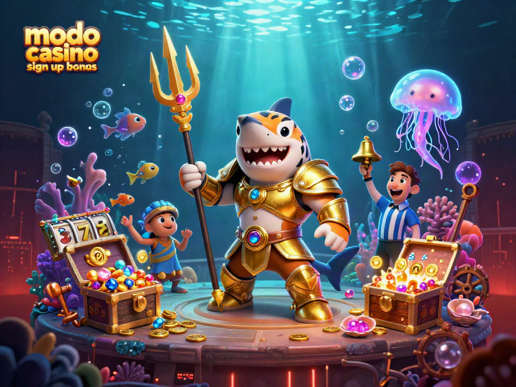 Engage with the modo casino sign up bonus to claim dynamic rewards, featuring a lively underwater scene.