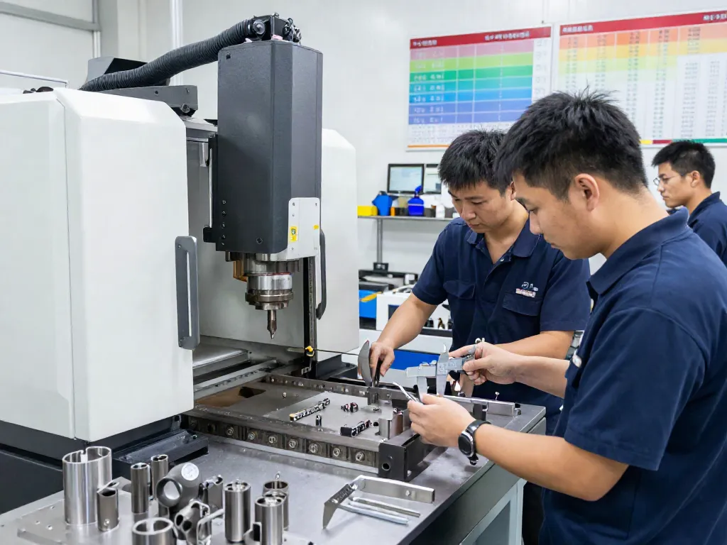 Precision CNC machining supplier showcasing expertly machined parts and advanced tools in a professional workshop environment.