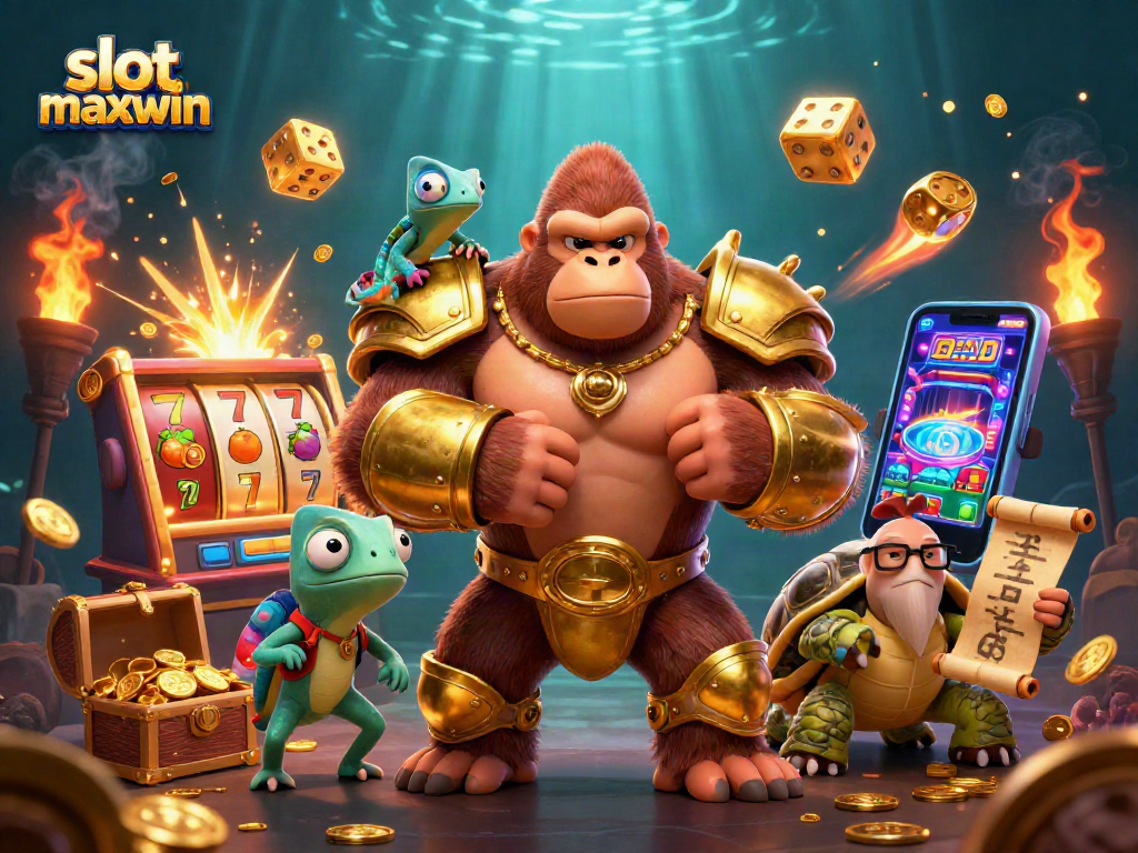 Experience thrilling wins with slot maxwin in this vibrant 3D casino scene full of excitement.