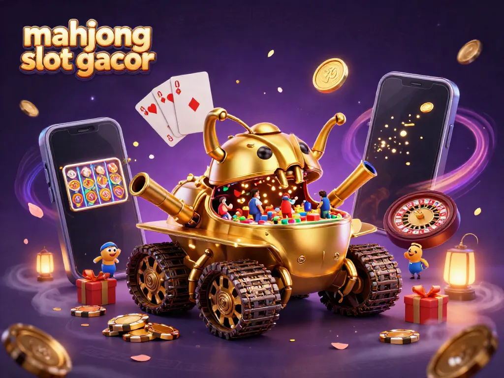 Engage with mahjong slot gacor gameplay featuring a golden beetle tank and dynamic casino elements.