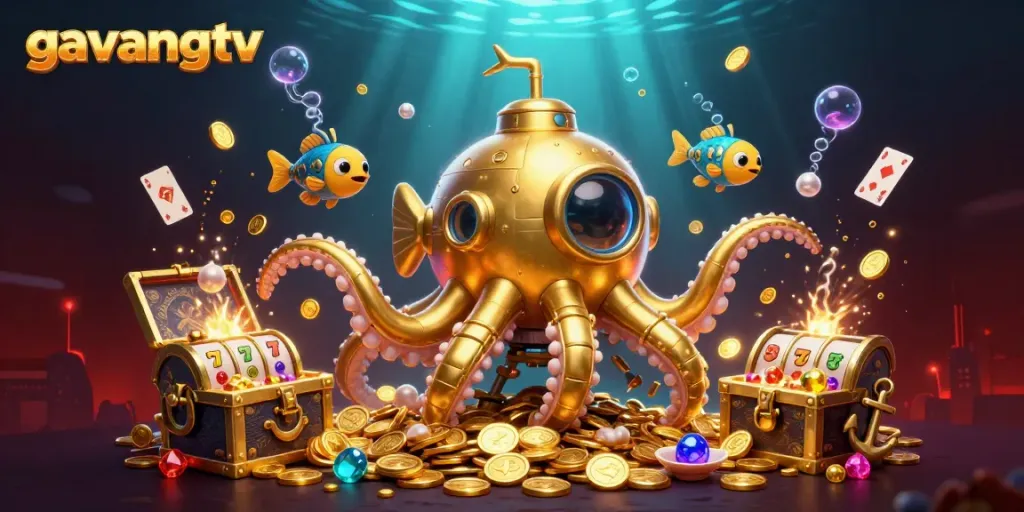 Win big with gavangtv's unlimited gaming excitement featuring a golden kraken submarine!