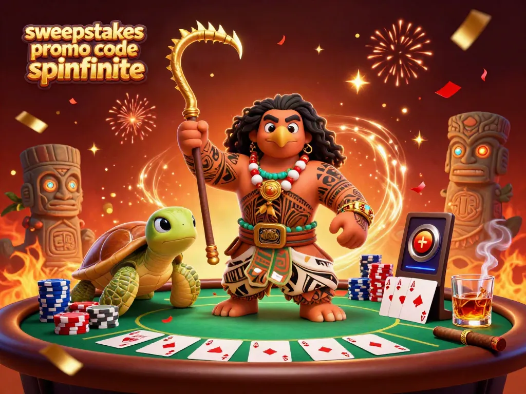 Experience excitement at Spinfinite with this vibrant illustration showcasing a sweepstakes casino promo code spinfinite.