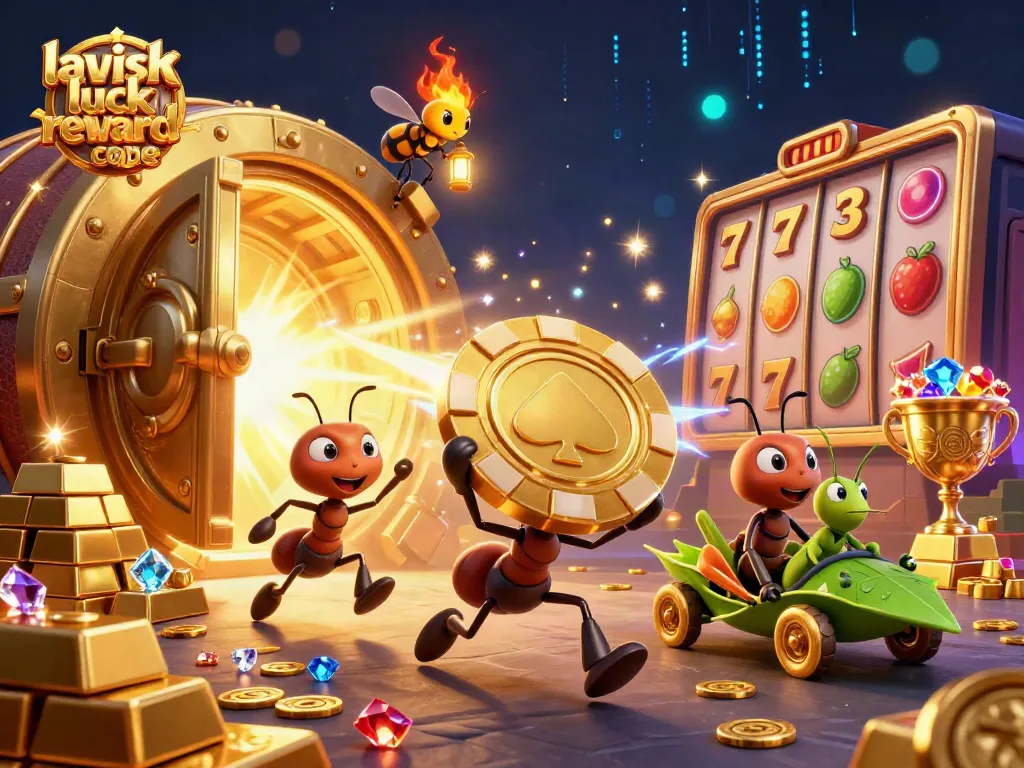 Engage in thrilling gameplay with the lavish luck reward code as ants embark on a glittering heist.