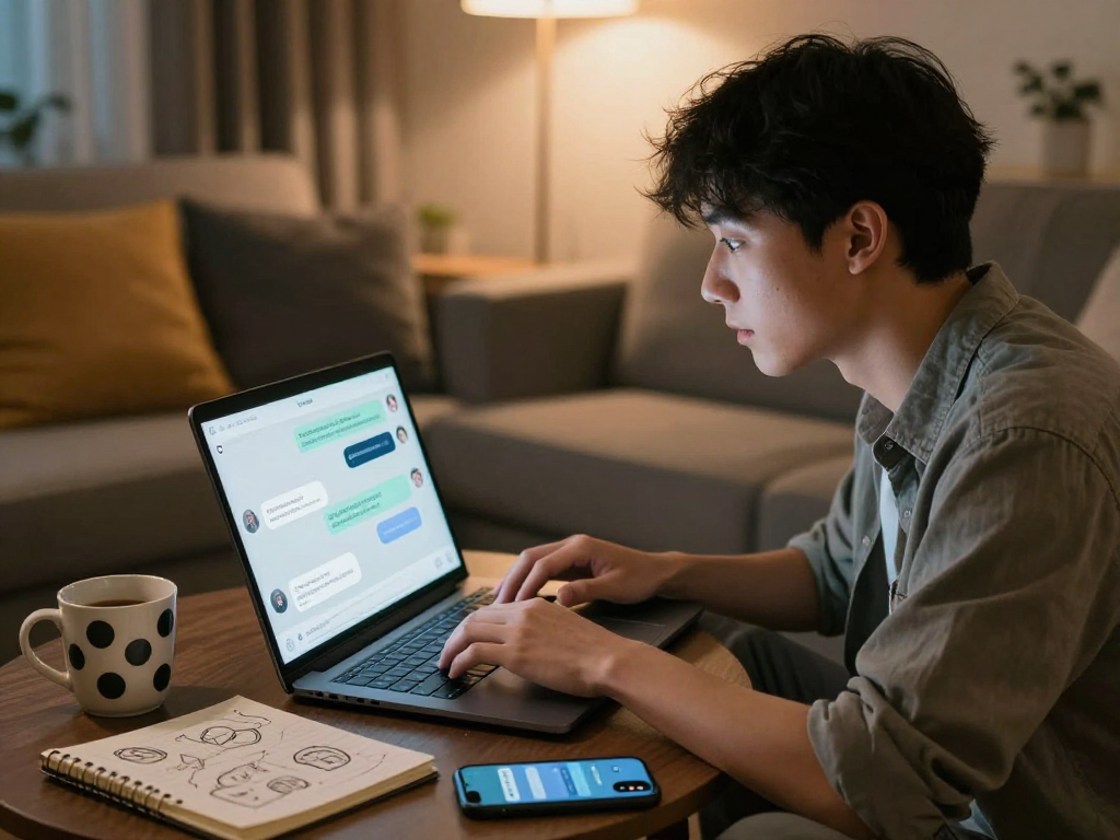 Engaging AI chat session exploring ai chat nsfw themes in cozy digital setting.