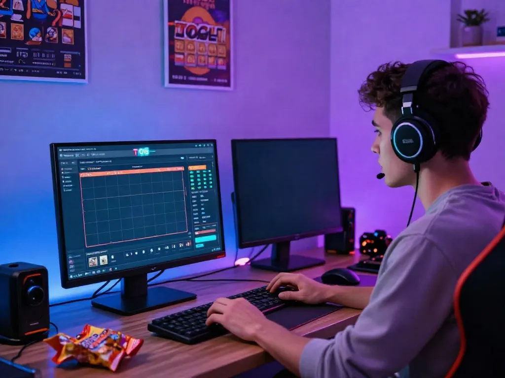 Engaged player enjoying togel online in a stylish home workspace.