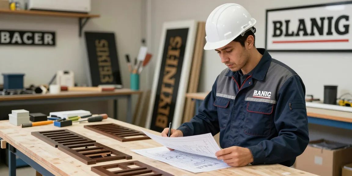 Local professional contractor demonstrating the shot blasting mask for signage engraving, showcasing trusted community service and high-quality craftsmanship.
