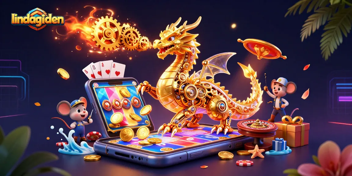 Experience thrilling gambling excitement with lindagilden, featuring a dynamic dragon and engaging game elements.