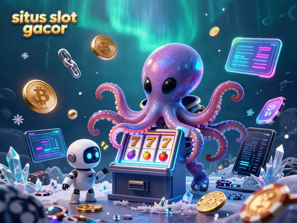 Engage with situs slot gacor in this vibrant 3D scene featuring alien characters at a dynamic slot machine.