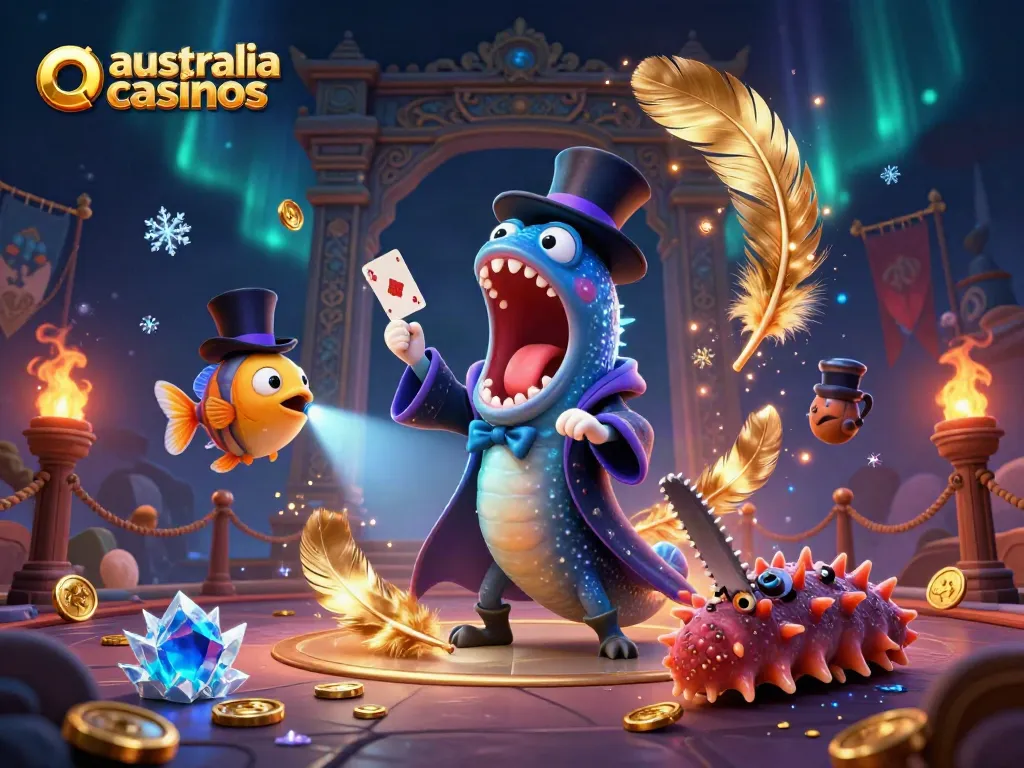 Experience thrilling action with a magical deep-sea show at australia casinos, featuring a bioluminescent eel and anglerfish.