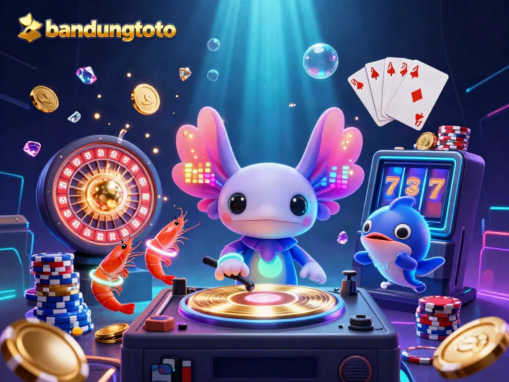 Experience the vibrant energy of bandungtoto with a neon-themed underwater casino scene bursting with colorful game elements.